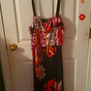 Black and Floral Maxi Dress